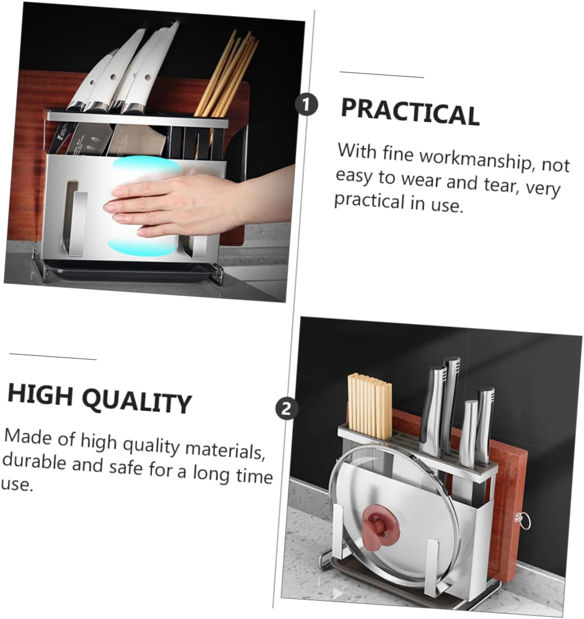 BESTOYARD Stainless Steel Knife Holder Chopstick Cage Kitchen Organizer Silverware Holder