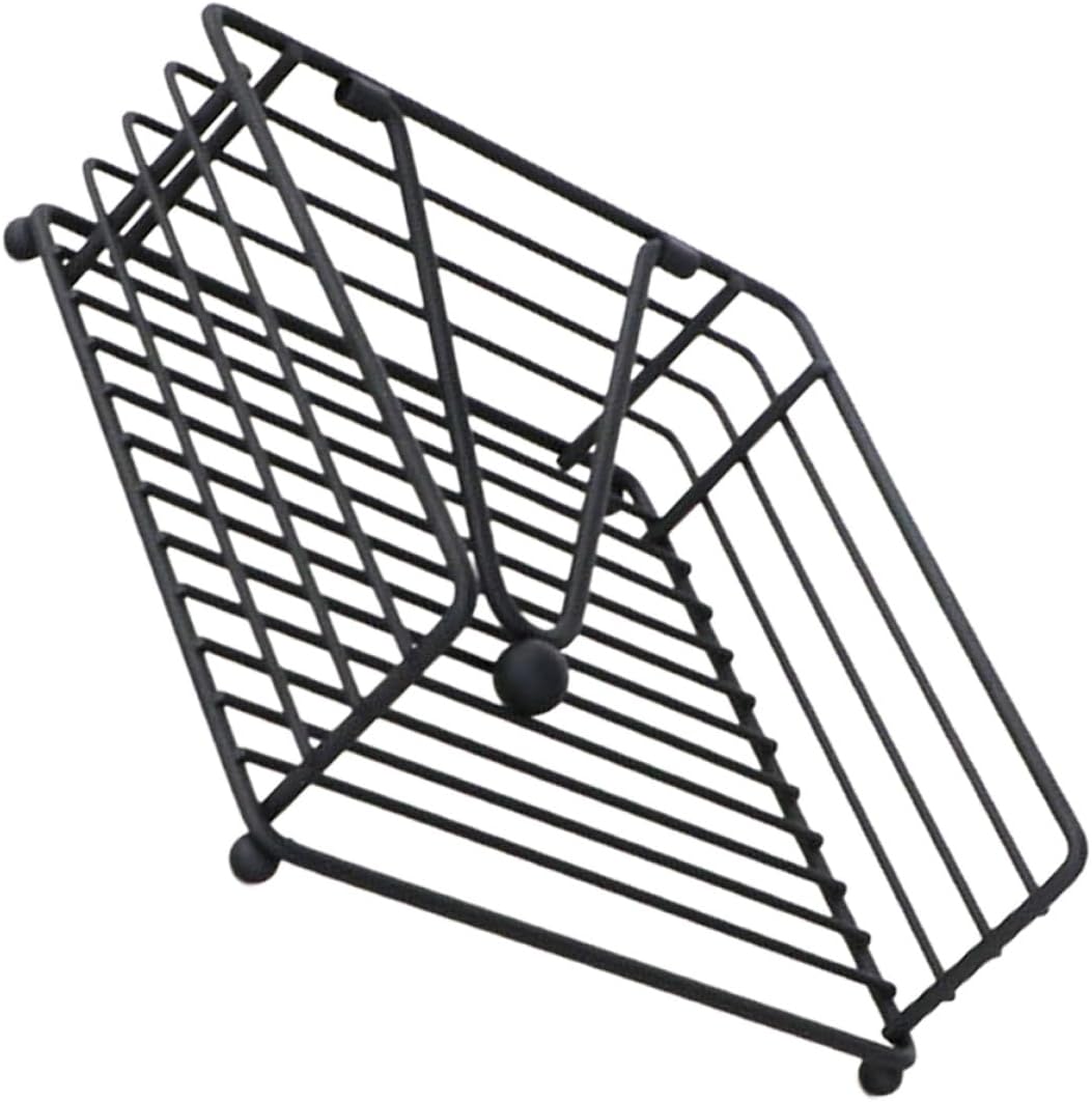 Cabilock Iron Napkin Holder Paper Towel Stand Black Square Iron Art Napkin Rack Desktop Tissue Holder for Home Kitchen Dining Table Use
