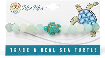 KoaKoa Sea Turtle Tracking Bracelet Bahama Blue, One Size Fits Most, Waterproof, Durable, Track Real Sea Turtle, Supports Conservation