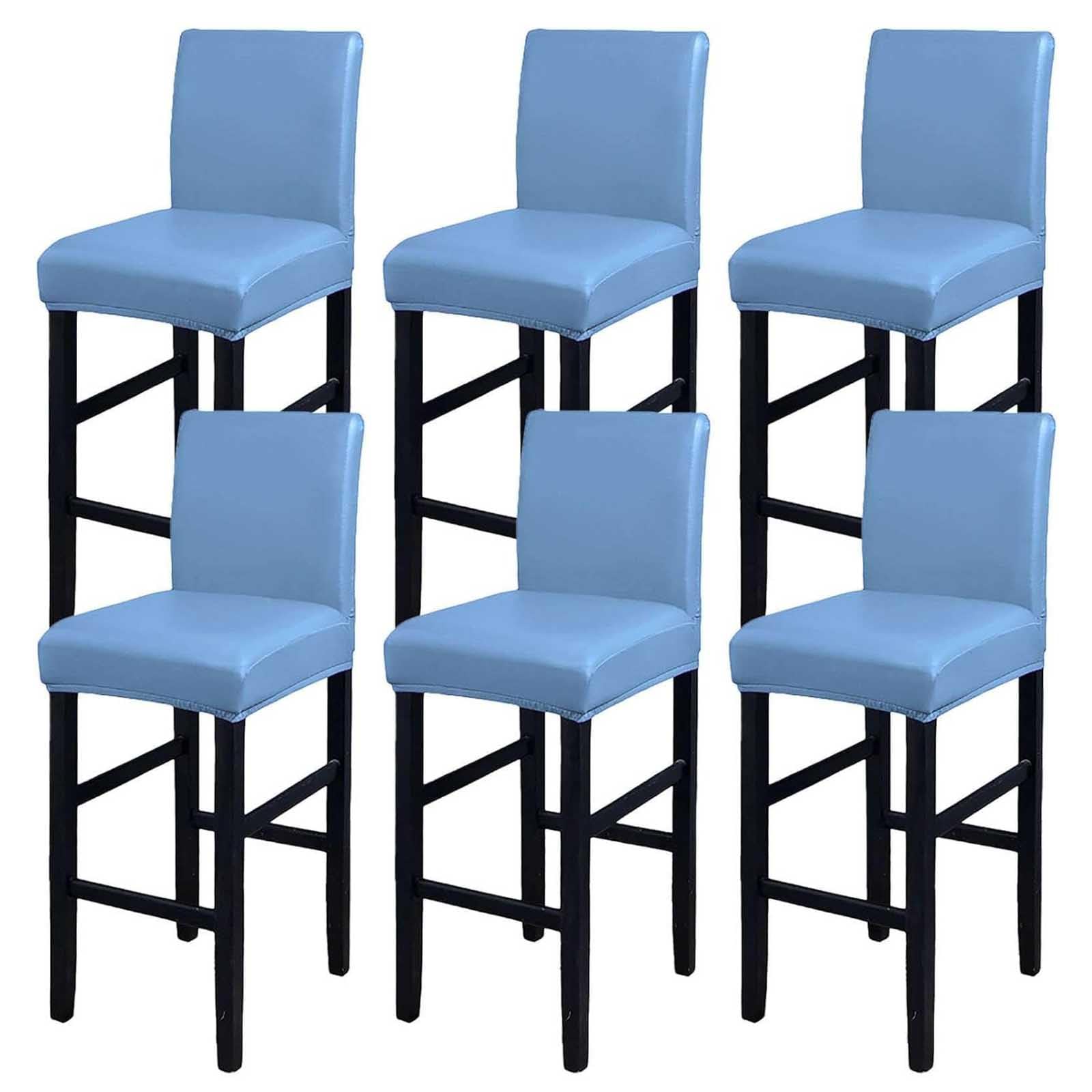 Leomix PU Waterproof Bar Stool Covers, Stretch Removable Barstools Covers, Counter High Leg Low Back Chair Covers, for Cafe Dining Room,H,6pack