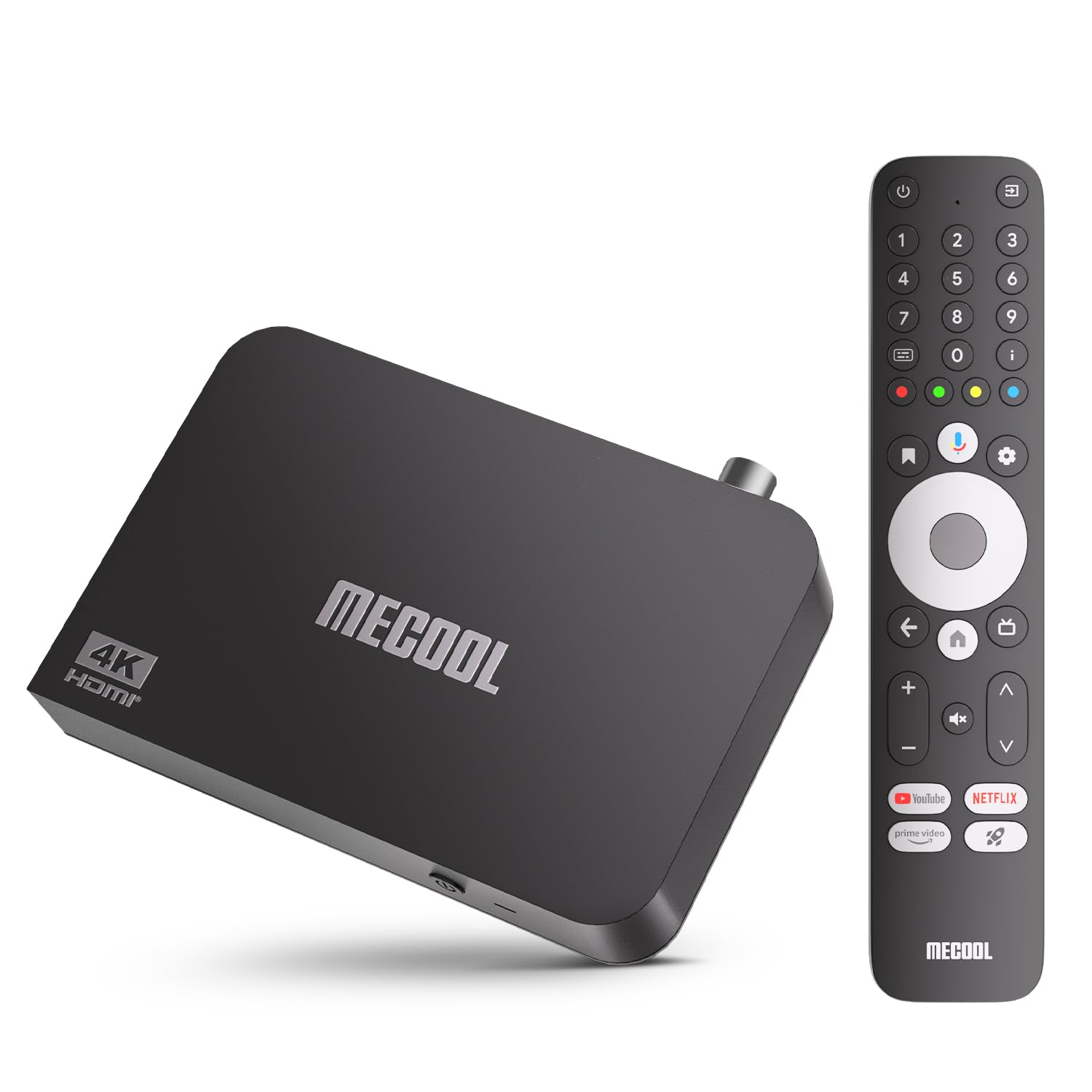 MECOOL Android TV Box, KT2 Android 11.0 2G+32G Android Boîtier TV DVB-T/T2 Amlogic S905Y4 HDR 10+ 4K UHD Dolby Audio, Google Netflix Certifié Prime Google Assistant Dual WiFi 5 TV Box
