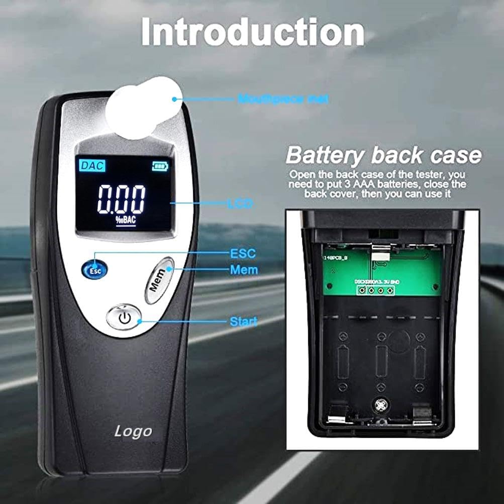 iBACheck Portable Breathalyzer with High Accuracy Semiconductor Sensor, Digital 4 Color Display, 4 Measurement Units, Easy to Use, Alcohol Tester