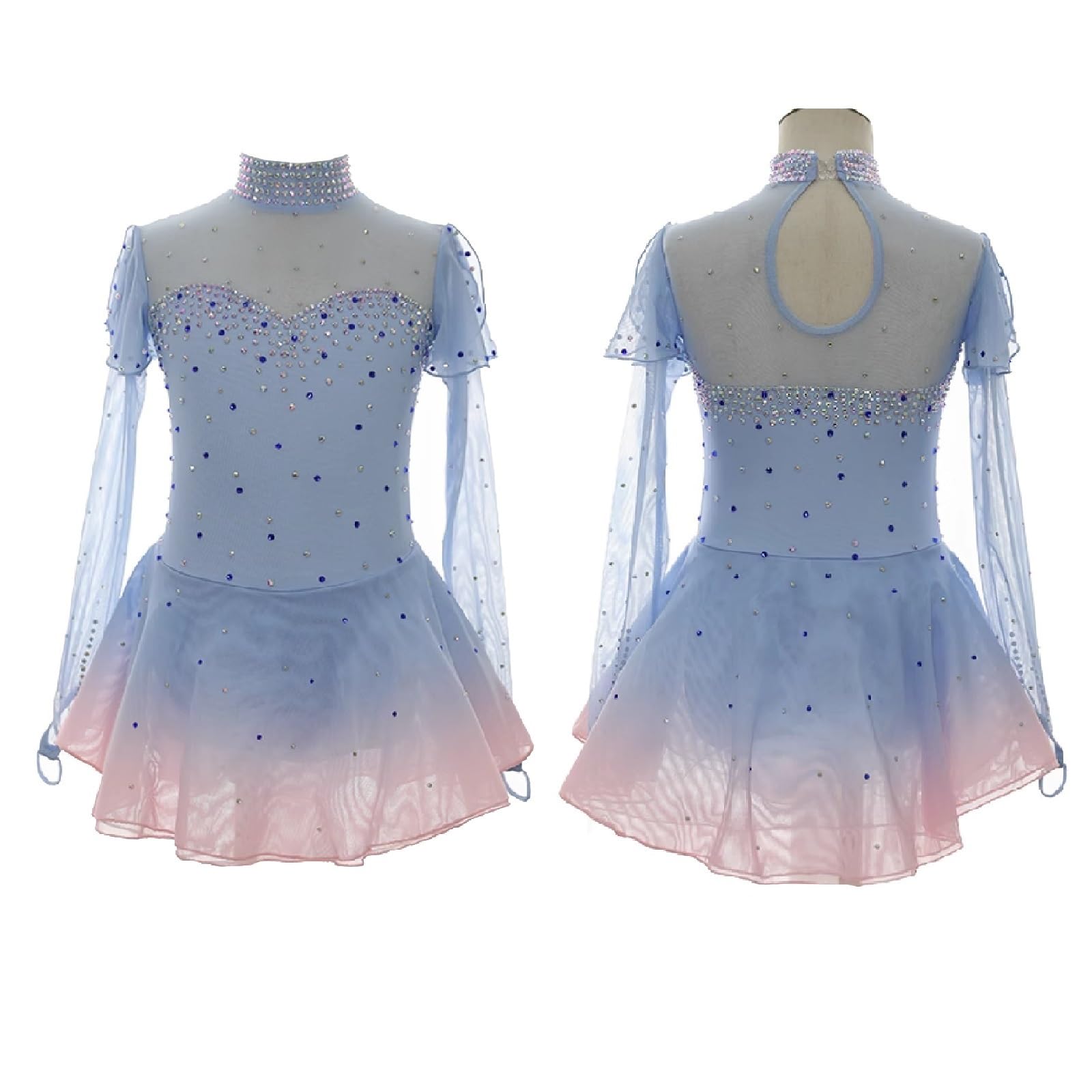 Abito Da Pattinaggio Artistico A Maniche Lunghe For Ragazze, Costume Da Danza Da Donna, Uniforme Da Squadra