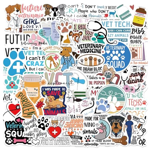 50pcs pegatinas Veterinarias - Etiqueta engomada de los médicos, etiqueta engomada personalizada impermeable | Adolescentes niños niñas embalaje vinilo monopatín puerta de guitarra portátil equipaje