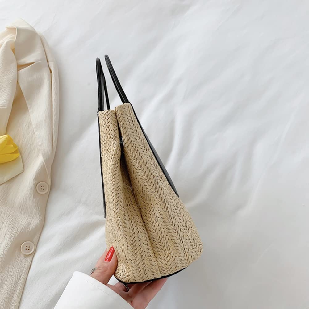 Strohtasche Strohsack Korb Handtaschen Sommer Handgemachte Gewebte Strandtasche Urlaub Umhängetaschen Frauen Dame Stroh Strandtasche
