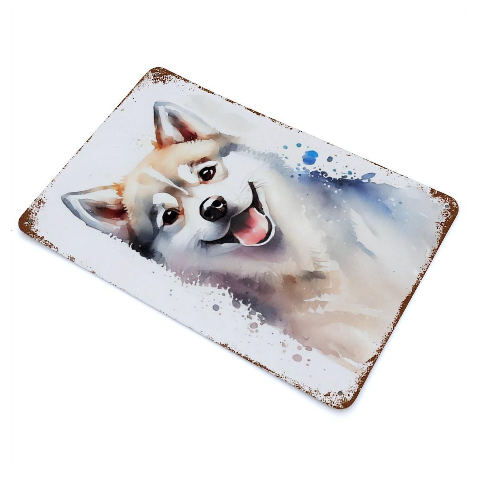 Rust Effect Husky Cute Dog Distressed Metal Wall Sign 11.8"x7.9", Decorative Metal Wall Art for Living Room, Hallway And Home Decor
