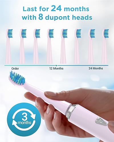 Miniatura 3 de Cepillo de dientes eléctrico Sonic para adultos, cepillos de dientes recargables para 120 días de uso con 3 horas de carga rápida, cepillos de