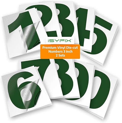 Vista 144 de iSYFIX - 2 juegos de calcomanías de números de 4 pulgadas, calcomanías de vinilo de alta calidad troqueladas y precortadas para buzón, ventanas, Oro