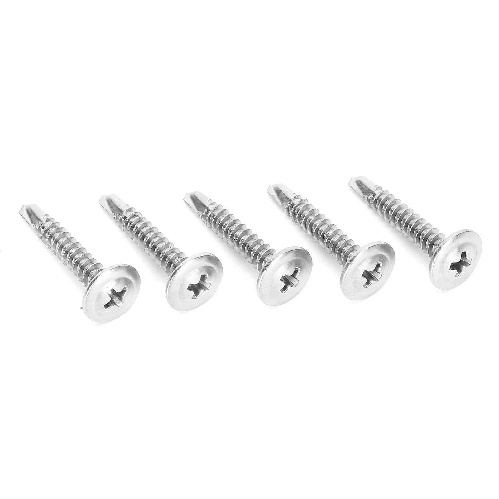 500 pezzi di viti autofilettanti M4,2x25 mm, viti in acciaio inossidabile 410 a filettatura profonda con scanalature incrociate, set di viti a testa aguzza auto-perforanti per cope