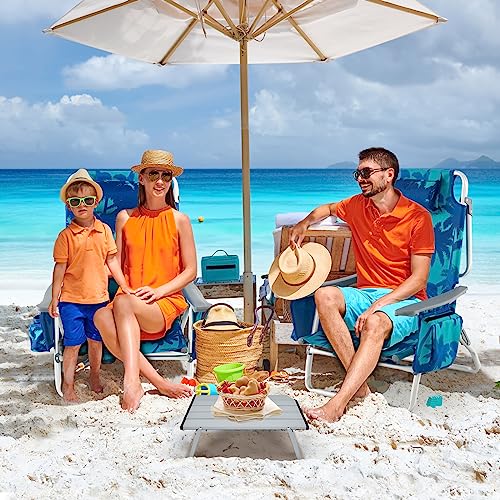 Image of Tangkula Backpack Beach Chair with Table, 5-Position Lay Flat Beach Chairs with Cooler Bag, 2 Cup Holders, Towel Bar, Lightweight Low Folding Beach Chair with Backpack Straps