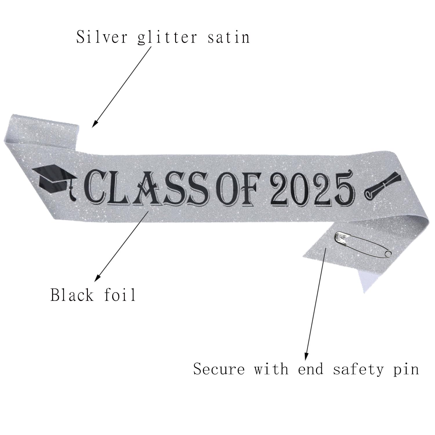 PANBINN Senior 2024 Sash, White Finally Graduated Sash With Foil Black Letters