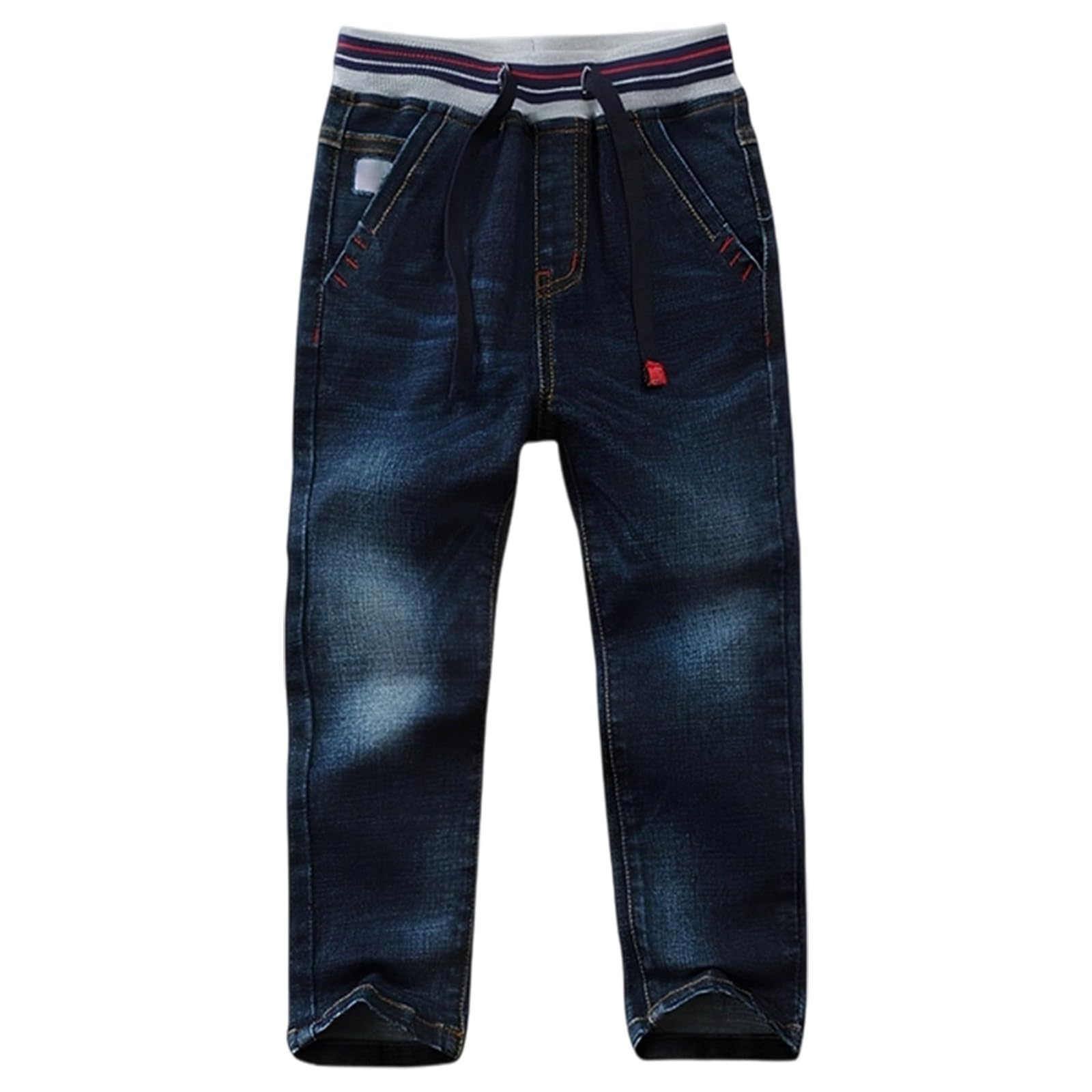 Genérico Pantalones Baggy Niño Pantalones Vaqueros Rectos Niños Lavado Medio Cintura Elástica Diseño Infantil Comodidad Duradera