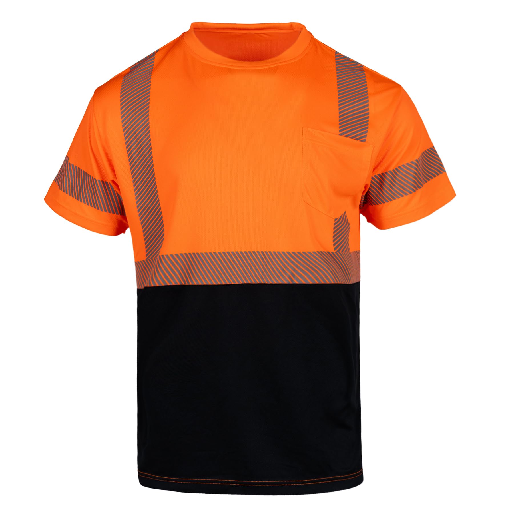 FONIRRA Hi Vis Safety T Shirt for Men Reflective High Visibility Short Sleeves Work Shirt with Black Bottom