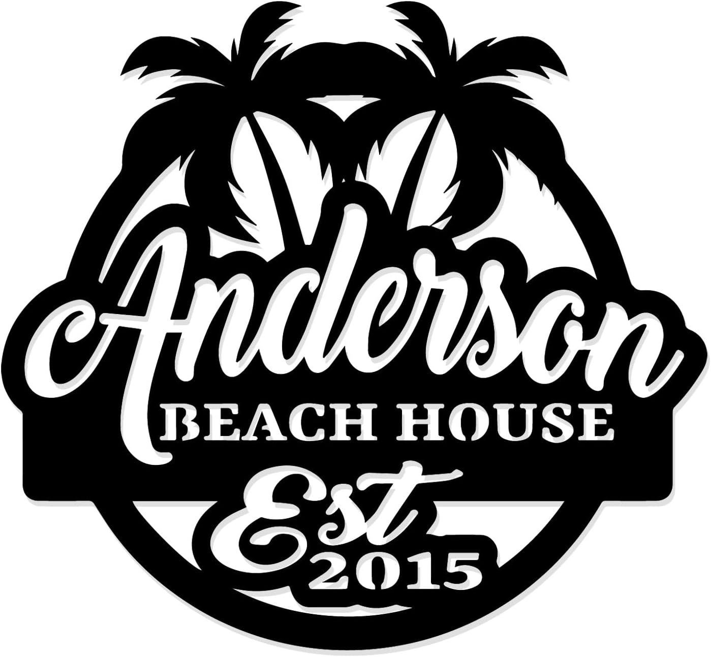 Custom Palm Tree Wall Art, Tropical Personalized Last Name Sign, Monogram For Home Decor, Lake Beach House Decorate for Wedding Gifts (Style-3)