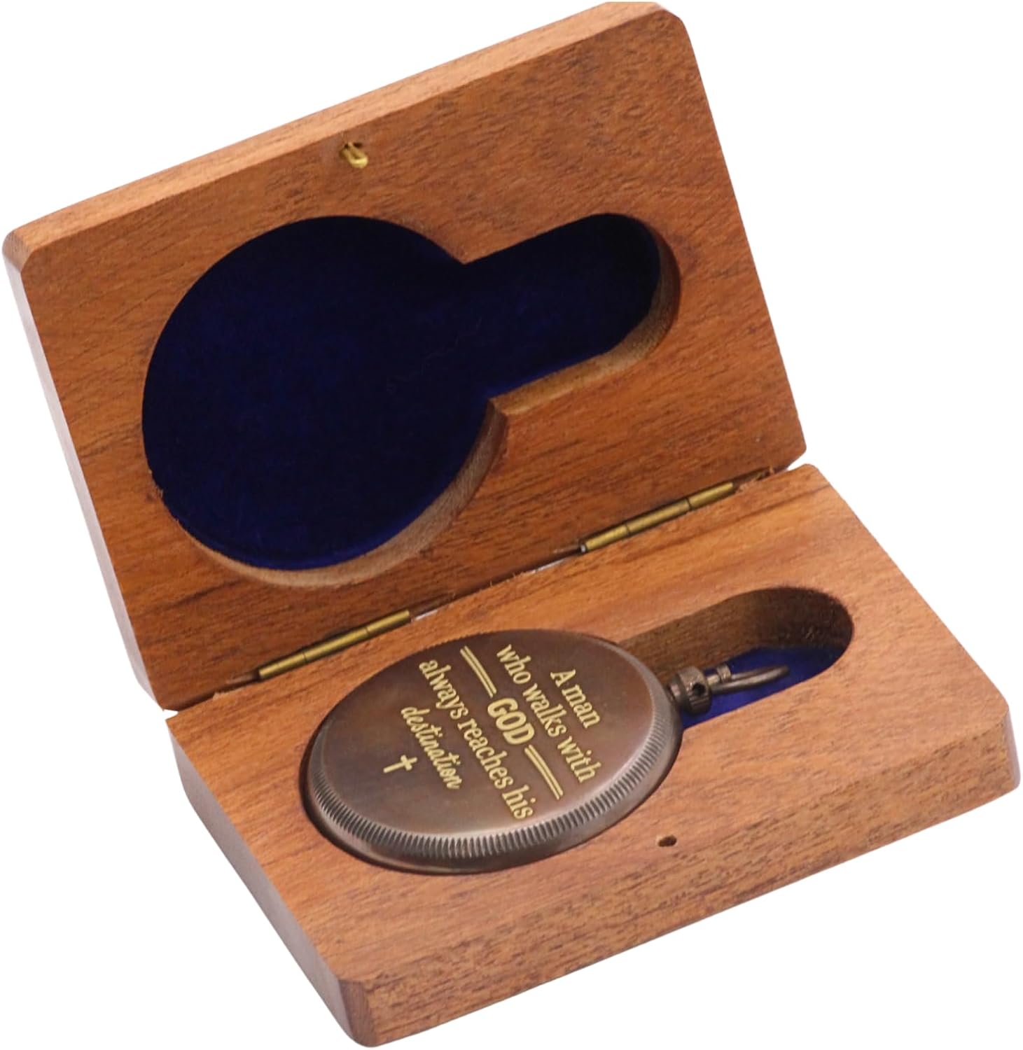 Man Who Walks with God Compass – Scripture Engraved Antique Brass Finish – Christian Gift for Men, Son, Husband – Keepsake with Rosewood Box for Graduation, Baptism, Confirmation, Travel Friendly