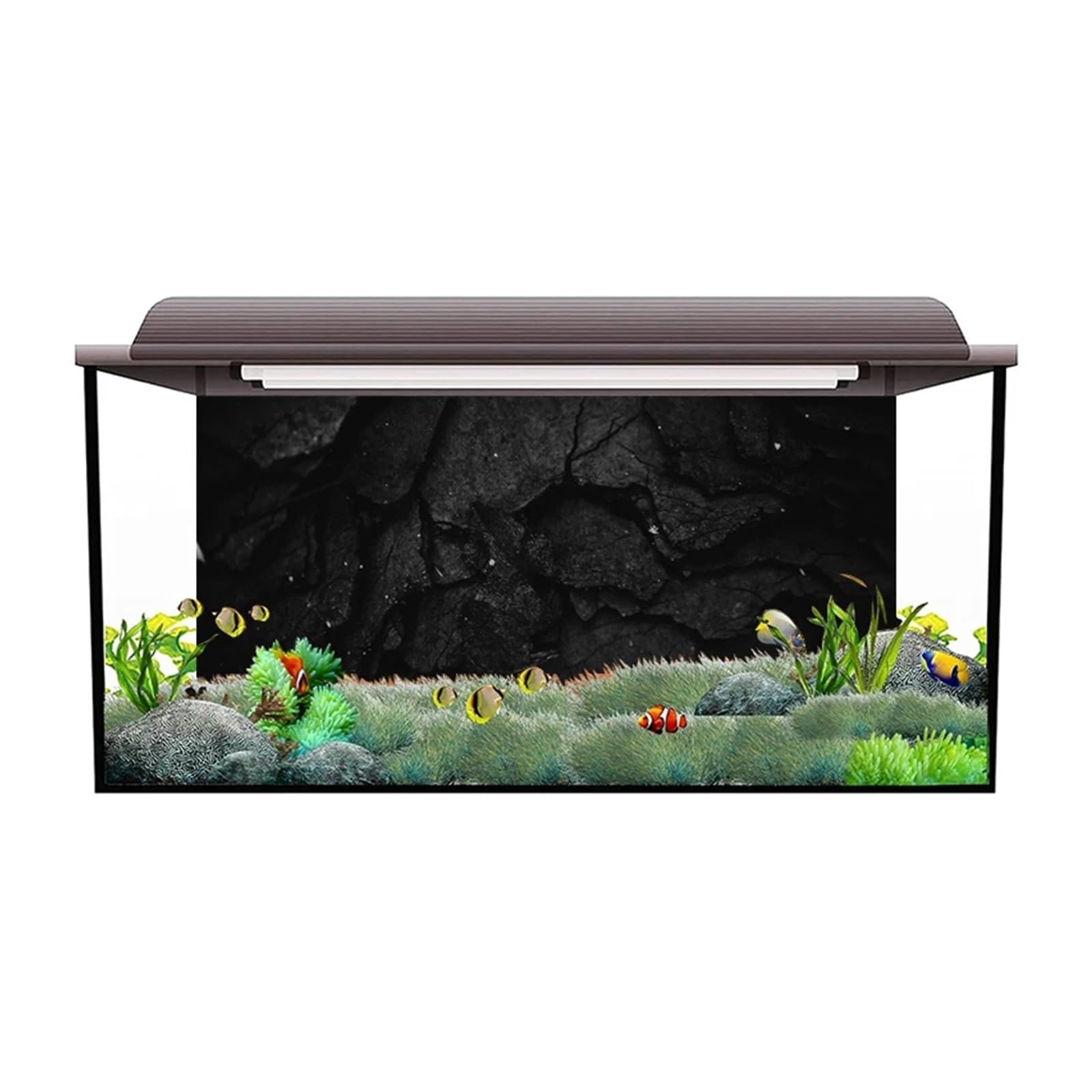 Affiche de Fond d'aquarium en Pierre Noire Effet 3D, autocollante(50x100cm)