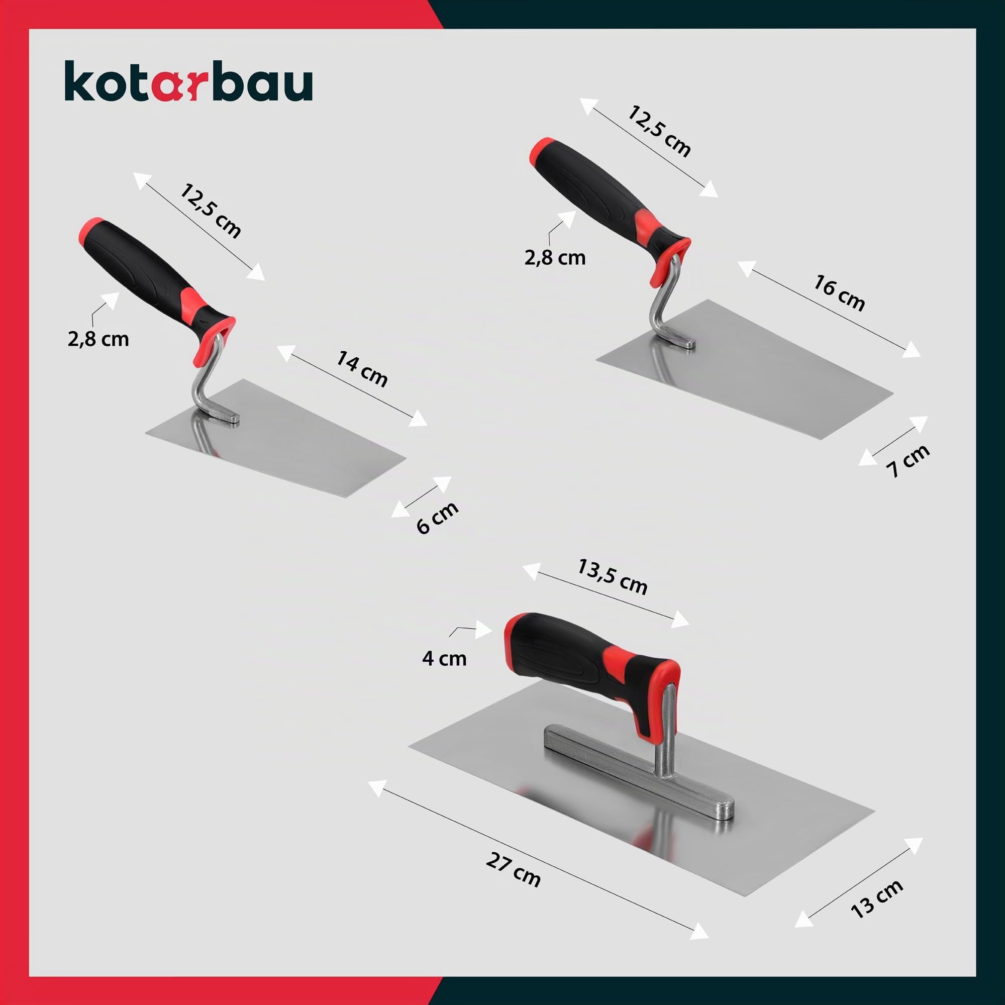 KOTARBAU® Maurerkellen Set Edelstahl + Gipsbecher Kellen Set 8-teilig Spachtel Set Maurerkelle Verputzer Werkzeug zum Verputzen Werkzeug für Profis und Heimwerker
