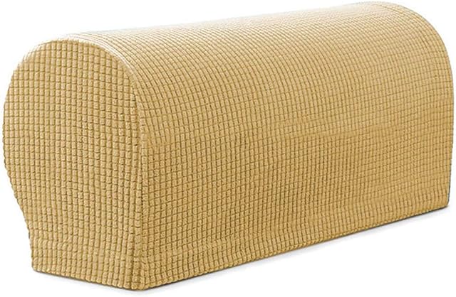 NEKOSUKI Arm Rest Covers Set, Set of 2 Stretch Armchair Covers for Arms, Spandex Polyester Sofa Arm Caps Non Slip Armrest Covers for Chairs Furniture Protector (Beige)
