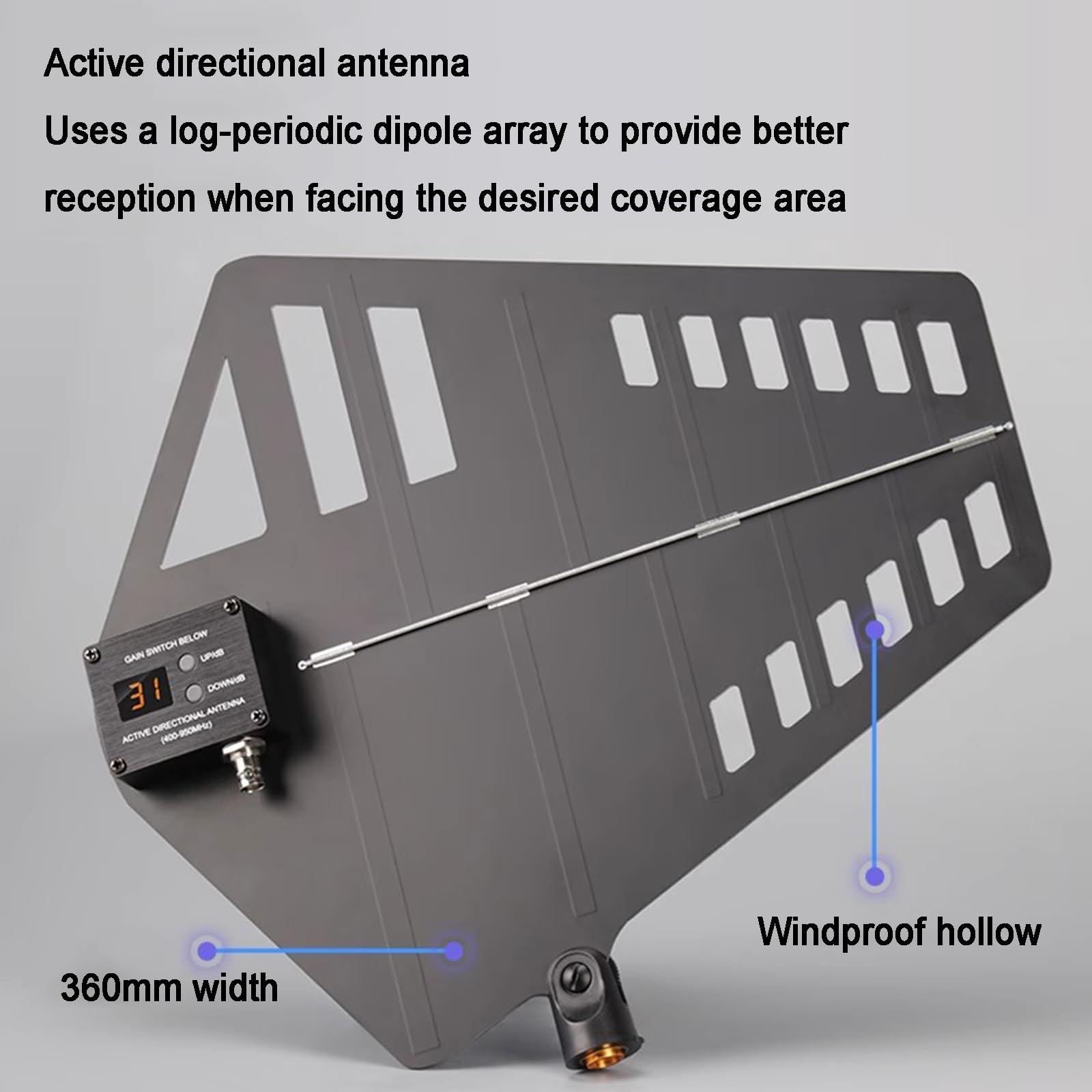 Sistema di microfoni wireless, distribuzione antenna UHF, 16 canali, guadagno regolabile, gamma di frequenza 400-950 MHz per palcoscenico ed eventi