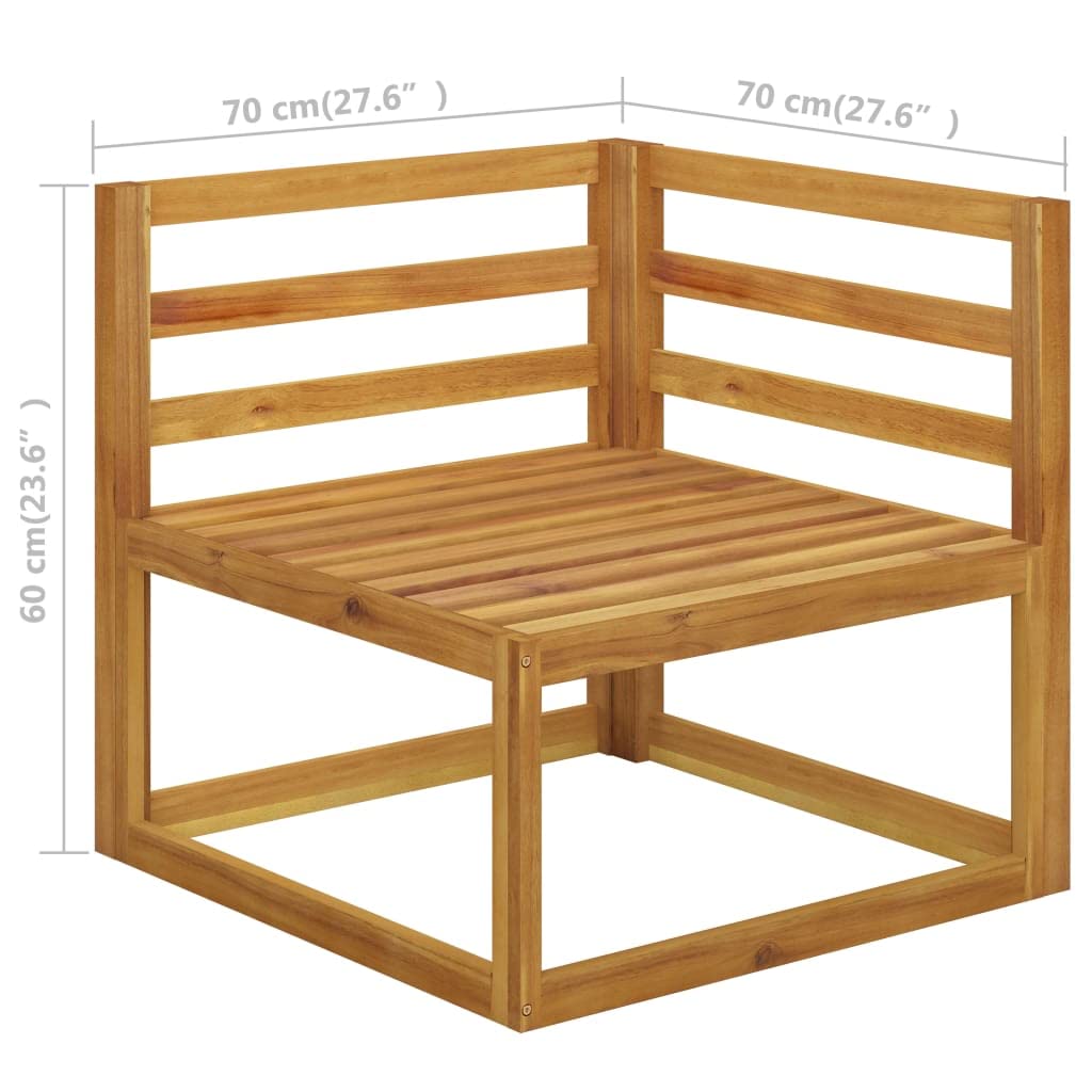 vidaXL Set Divani da Giardino 5 pz con Cuscini Modulare Elegante Tavolino Poggiapeidi Sofa Esterni Bianco Crema e Naturale Massello di Acacia