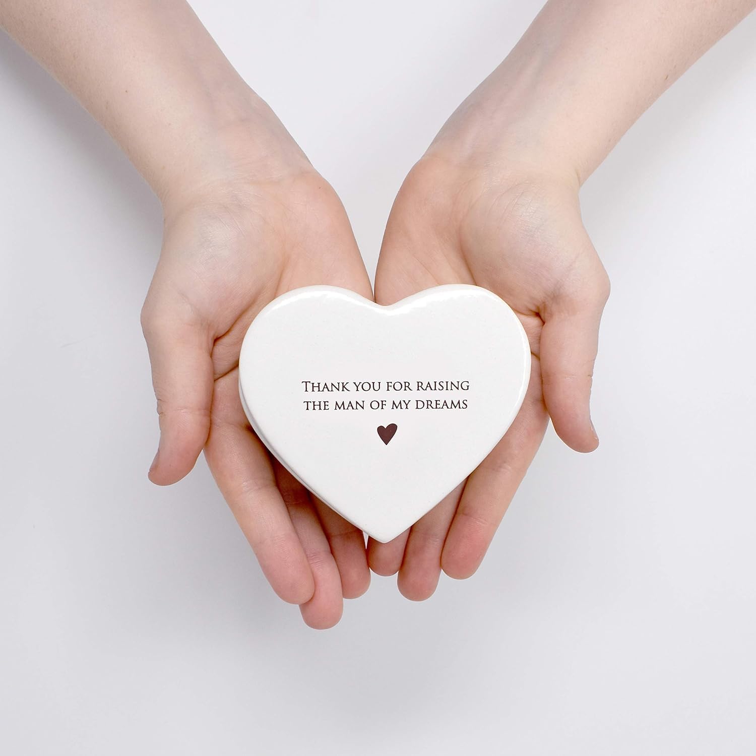 Susabella - Mother of the Groom Gift or Mother's Day Gift for Mother-in-law, Ceramic Heart Keepsake Box with Lid and Jewelry Box - Thank you for Raising the Man of My Dreams