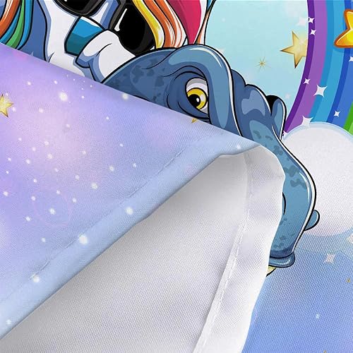 Miniatura 7 de MERCHR Bonita cortina de ducha de dinosaurio con diseño de unicornio para el baño de los niños, divertido juego de cortinas de ducha de tela con