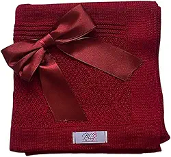 Manta Tricô Tricot ARAN Saida Maternidade Bebê C/Laço Removível Luxo (VERMELHA)