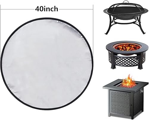 Miniatura 5 de Atyhao Fogata redonda, protector de cubierta al aire libre debajo de la parrilla ignífuga, tapete protector de suelo para fogata resistente al