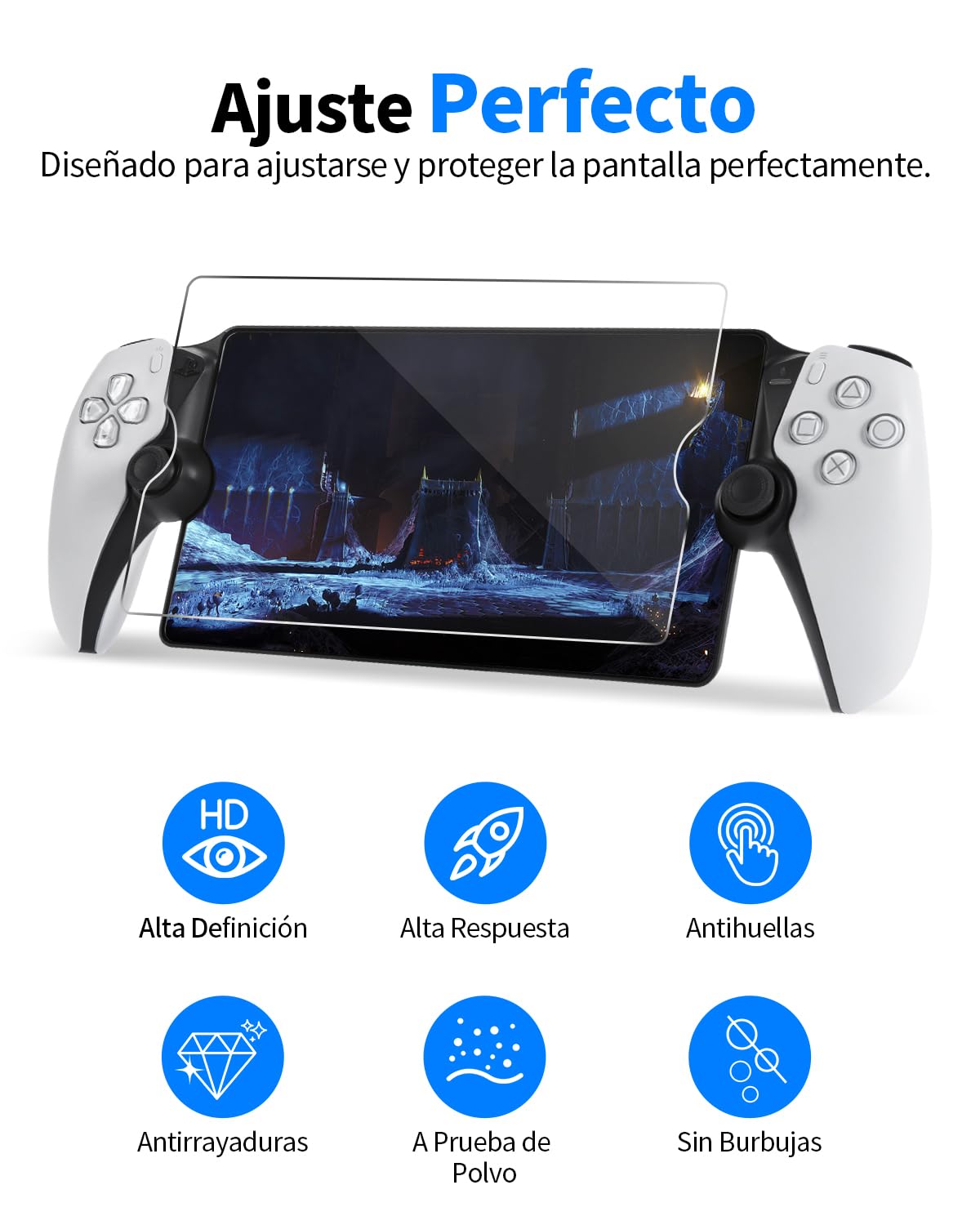 PALPOW 8 en 1 Set de Accesorios Compatible con PlayStation Portal, Funda Psportal Rígido con Estuche Protectora Silicona Compatible con PS5, Pantalla Protector con 4 Thumb Grips, Negro