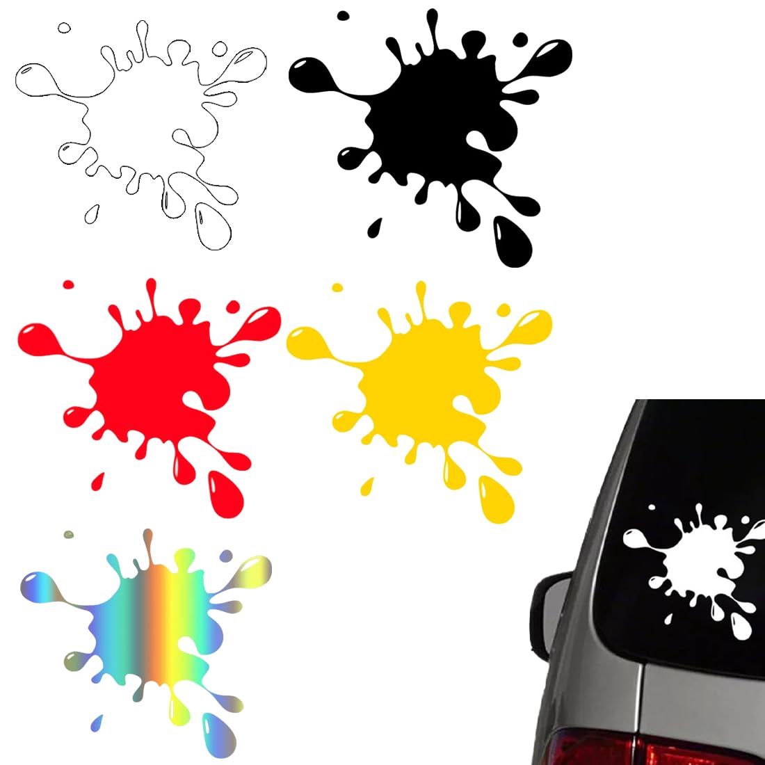 5 Adesivi Splatter Per Auto, Moto, Caschi - Vinile Adesivo, Rimovibili, Resistenti Alle Intemperie - Foto 2