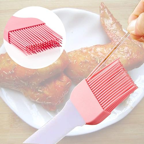 Miniatura 5 de Zittop Cepillo de repostería rosa con cepillo de cocina, raspador de silicona, accesorio para hornear, juego de 3 piezas, herramienta de cocción de