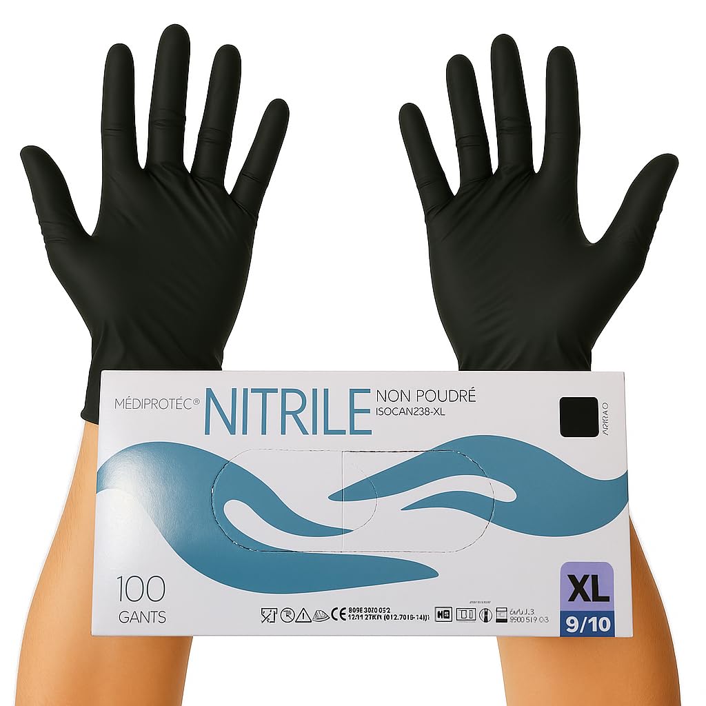 Guantes desechables de nitrilo negros, sin polvo, sin látex, talla S a XL, 100 guantes para cocina, limpieza, alimentos, médico, jardinería, examen, tatuaje, 500, extra grande