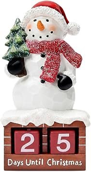 Snowman Statue for Christmas Decorations-Days Until Christmas Countdown Calendar,Xmas Snowman Figurines Decor for Shelf Table Mantel,Winter Holiday Home Decorations Indoor,Xmas Gifts