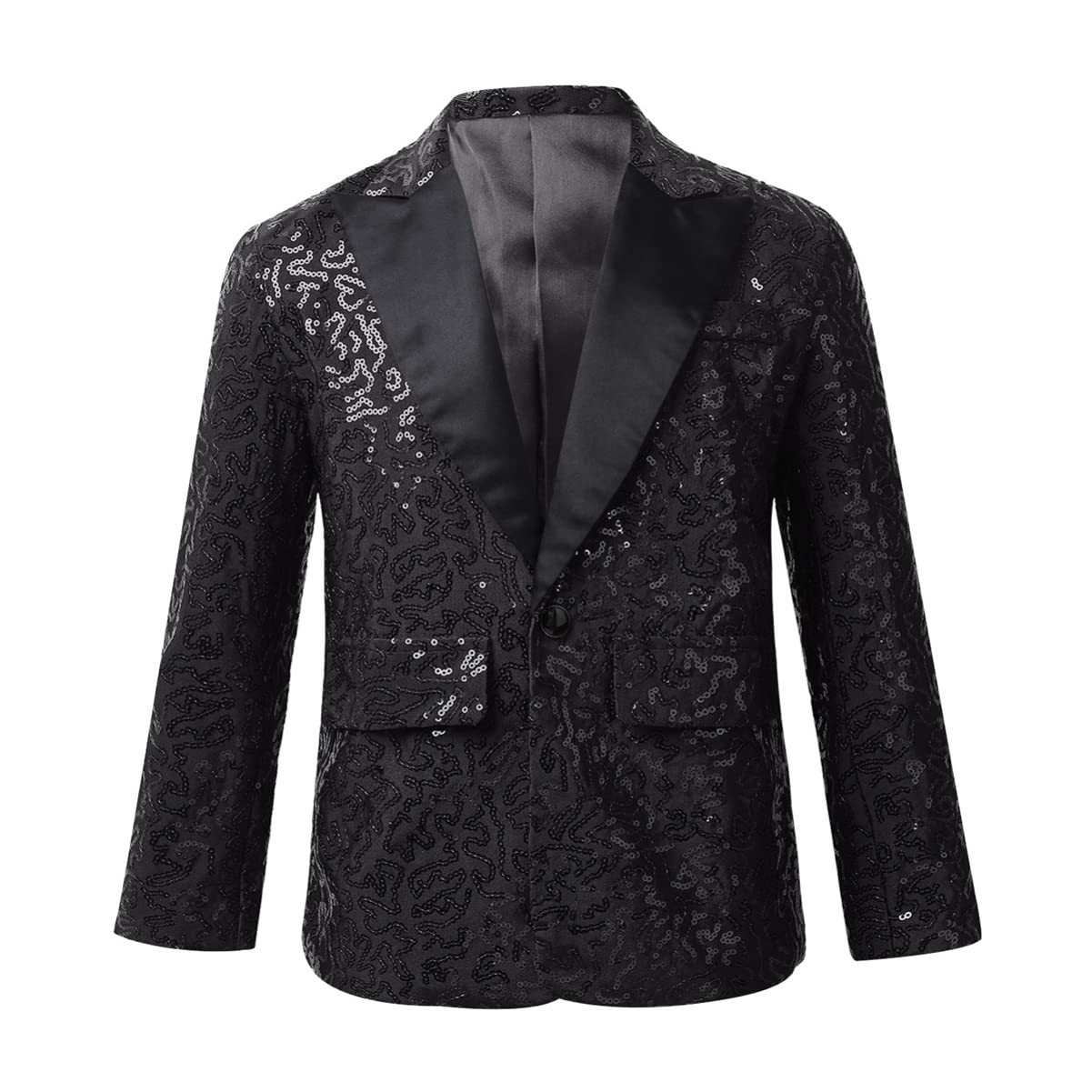 IEFIEL Blazer Enfant Garçons Élégant Costumes d'honneur Mariage Banquet Veste Smoking Gentilhomme Manteau Vestons à Paillettes 5-16 Ans