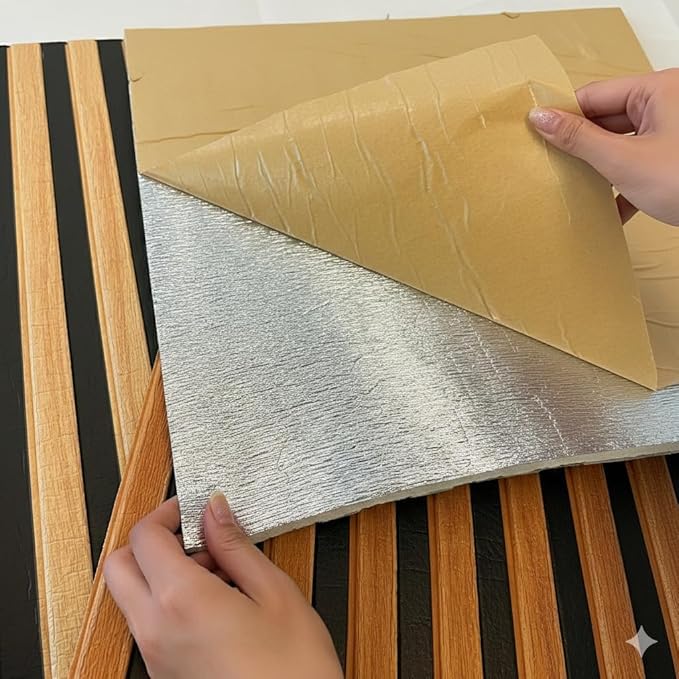 Image of DRONTER 3D Self-Adhesive Brick Wallpaper - PE Foam Wall Panels for Home, Bedroom, Living Room, and Cafe Decor | Easy Peel & Stick DIY Wall Stickers (Wooden)