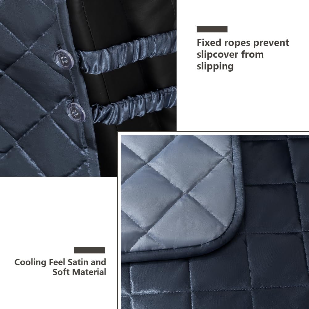 STONECREST Cooling Recliner Chair Cover - Silky Satin Recliner Cover, Recliner Slipcover Stay in Place (Ocean Blue, Recliner 23" Regular)