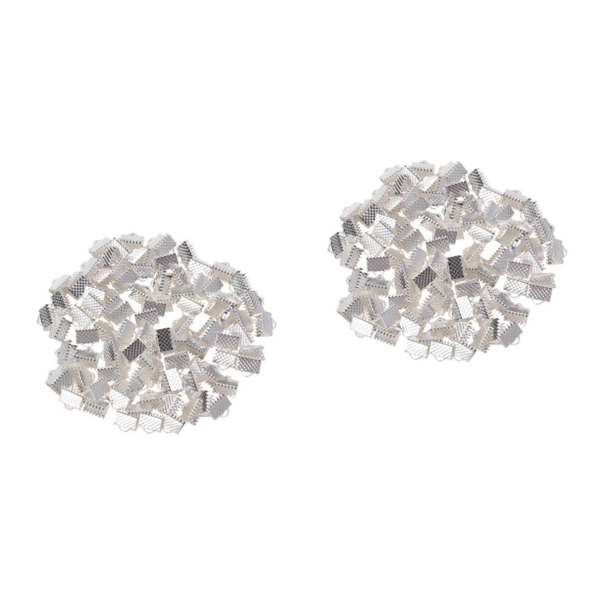 STOBOK 2sets 8mm Plated Ribbon Ends Fastener Clasps Textured Crimp End Clamps for Jewelry Making Mazi Buckles Zipper Clips DIY Accessories 100pcs*2