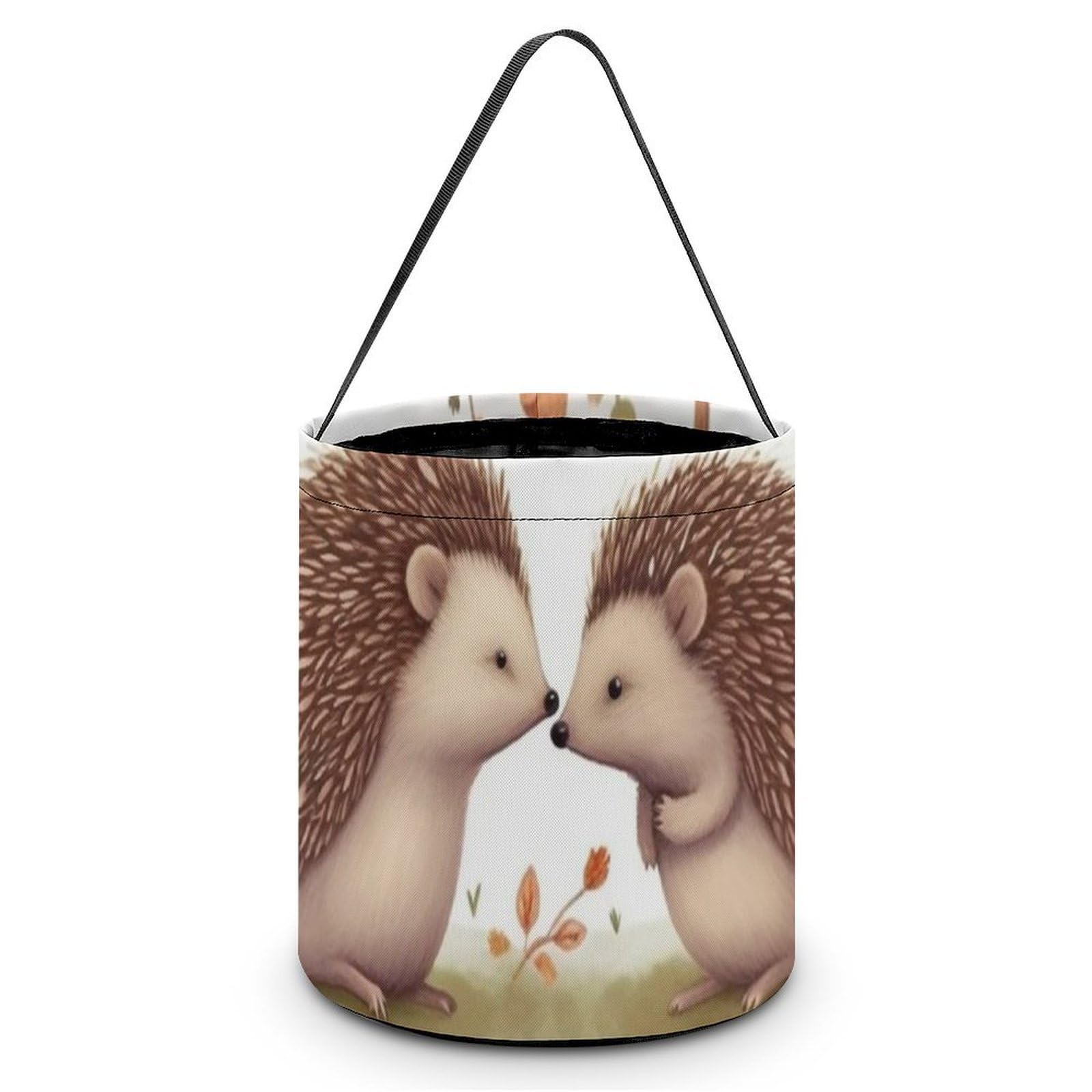 NTVOWPZO Halloween Candy Bucket Nature Lovely Hedgehog Lovers Trick Or Treat Bags Halloween Candy Tote Bag with Handles Reusable Candy Baskets for Halloween Party Supplies Favors Gift Bags