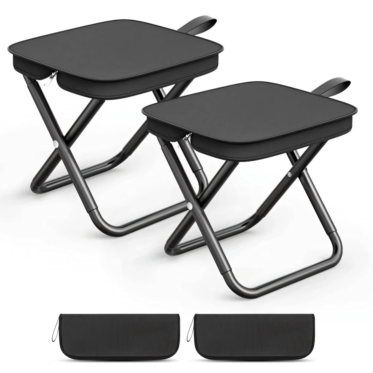 Portable Folding Stool Lightweight Camping Stool with Carry Bag Handbag Foldable Compact Travel Chair with Zipper Pouch Frame Seating for Camping Picnic Hiking Backpacking Stool (2)-image-10