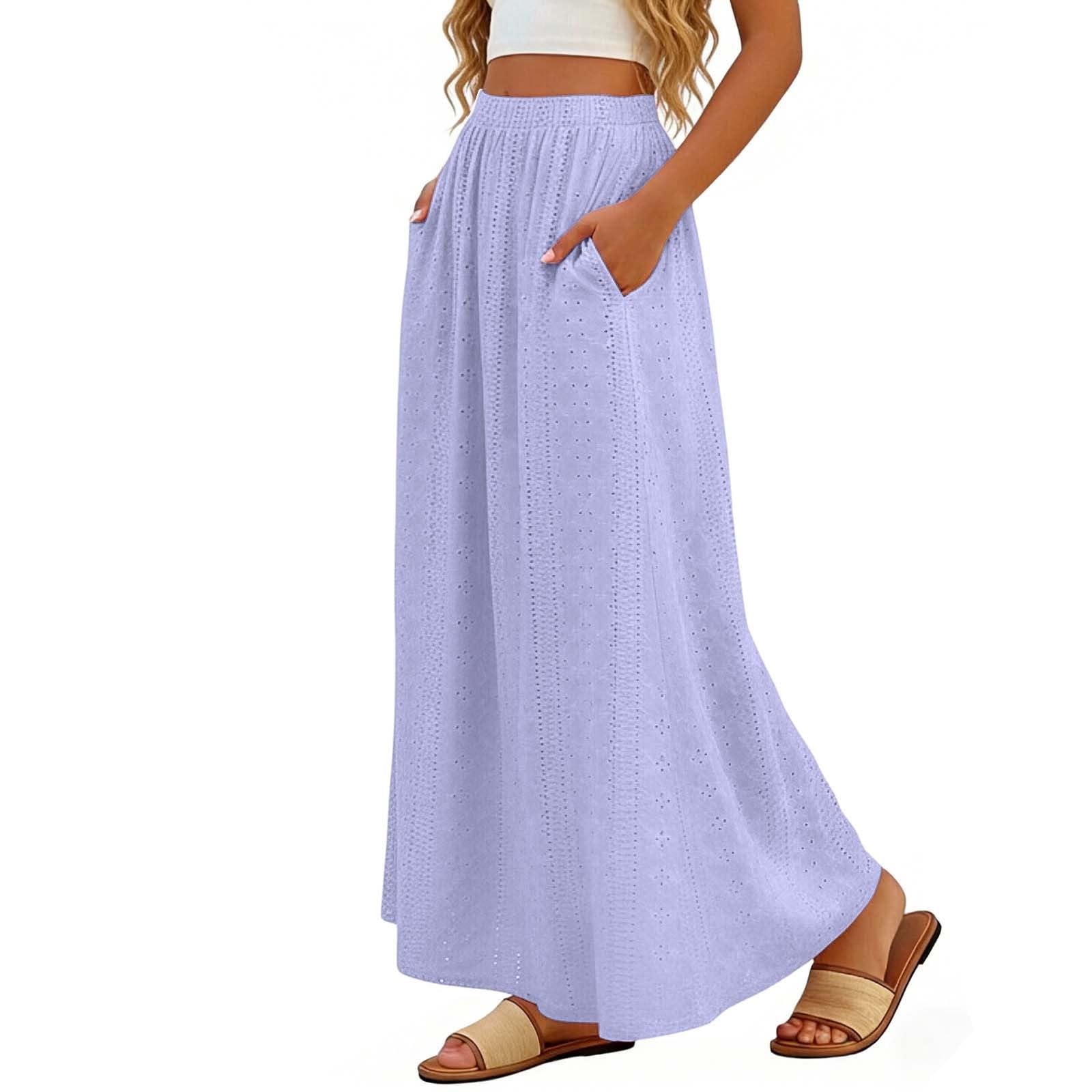 Falda midi elegante para mujer, lisa, casual, acampanada, transpirable, ligera, para uso diario