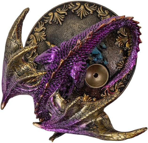 PT Dragon BACKFLOW Incense Burner with LED Light, BACKFLOW Incense and LED Light with Mother Dragon Protecting Baby Dragon.