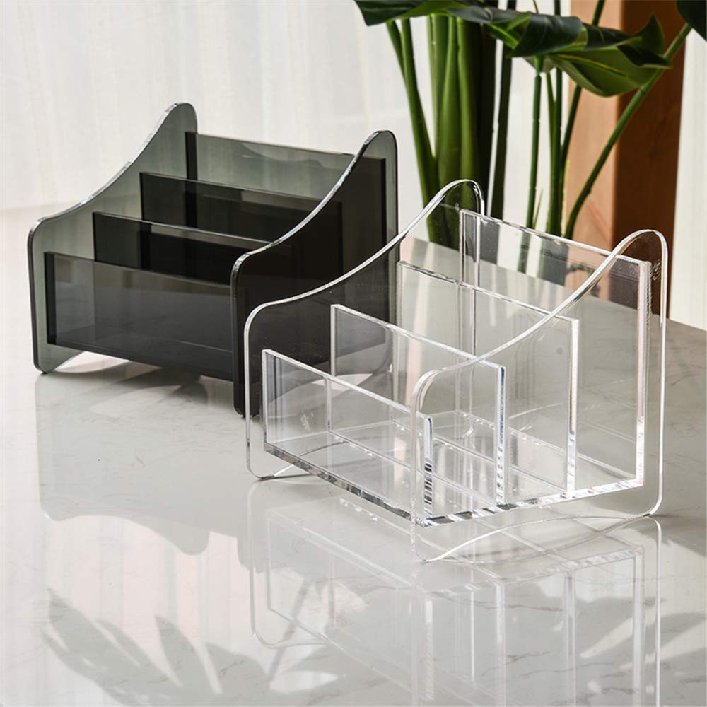 Bandeja organizadora de maquillaje de acrílico transparente, caja de almacenamiento de vitrina cosmética de 3 espacios, for lápiz labial, brochas de maquillaje y productos for el cuidado de la piel,Bl