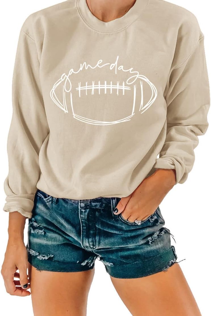 Women Crewneck Long Sleeve Football Game Day Sweatshirts