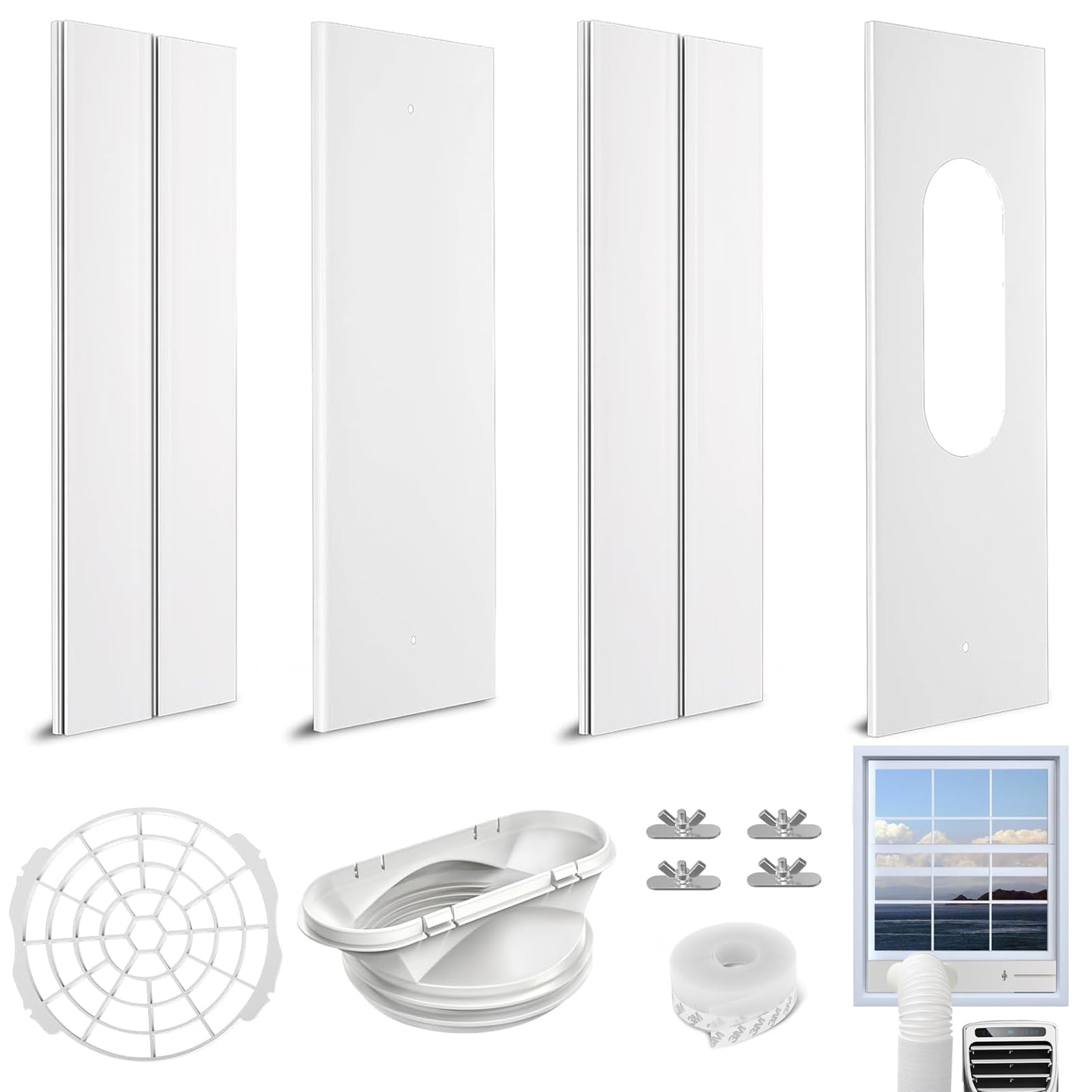 4 pezzi Condizionatore Guarnizione per Finestre,Climatizzatore Portatile Guarnizione,Kit di Tenuta Universale per Aria Condizionata Portatile,Guarnizione per Finestra con Kit Adattatore per Finestra