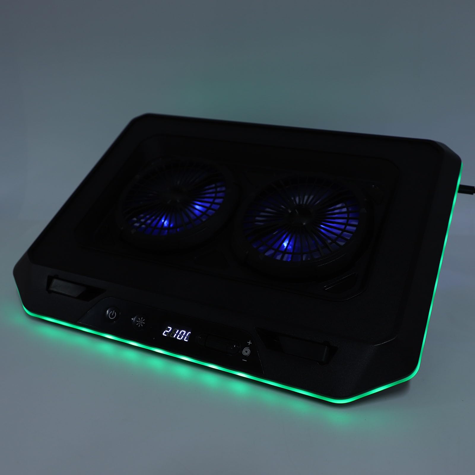 Cryfokt RGB Laptop Cooling Pad, Turbocharged Dual Fan Cooling | Alta velocità regolabile da 500-2300 giri/min, soluzione di raffreddamento efficiente, design ergonomico, adatto per laptop