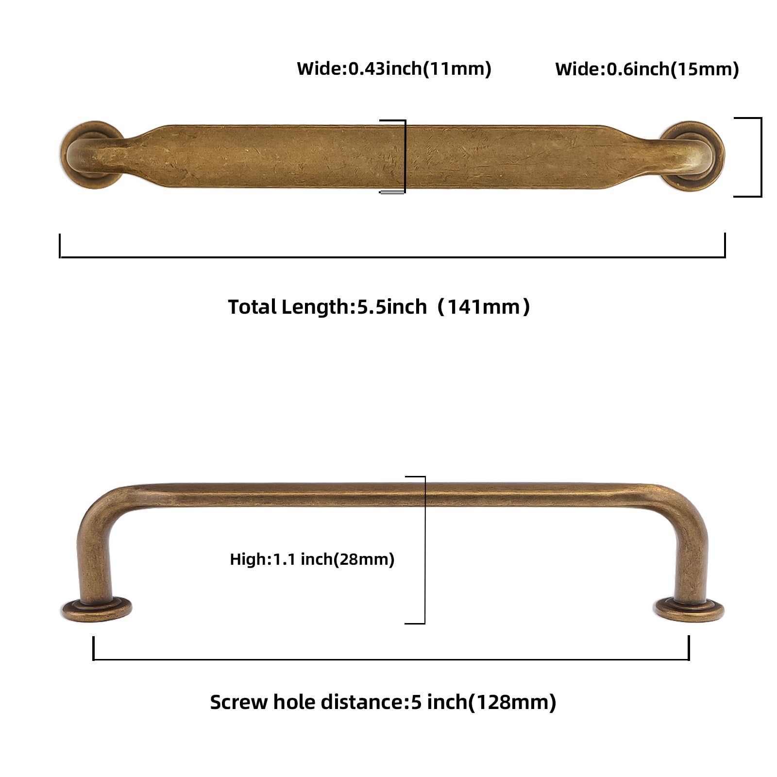 10 Pack 5 inch Antique Brass Kitchen Cabinet Handles — Amazon image 2