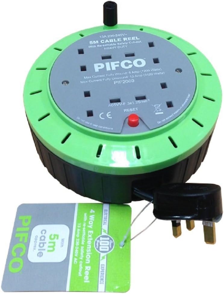 Slamtech® 4 Way Extension Reel with 10A Thermal Fuse and 5M Cable