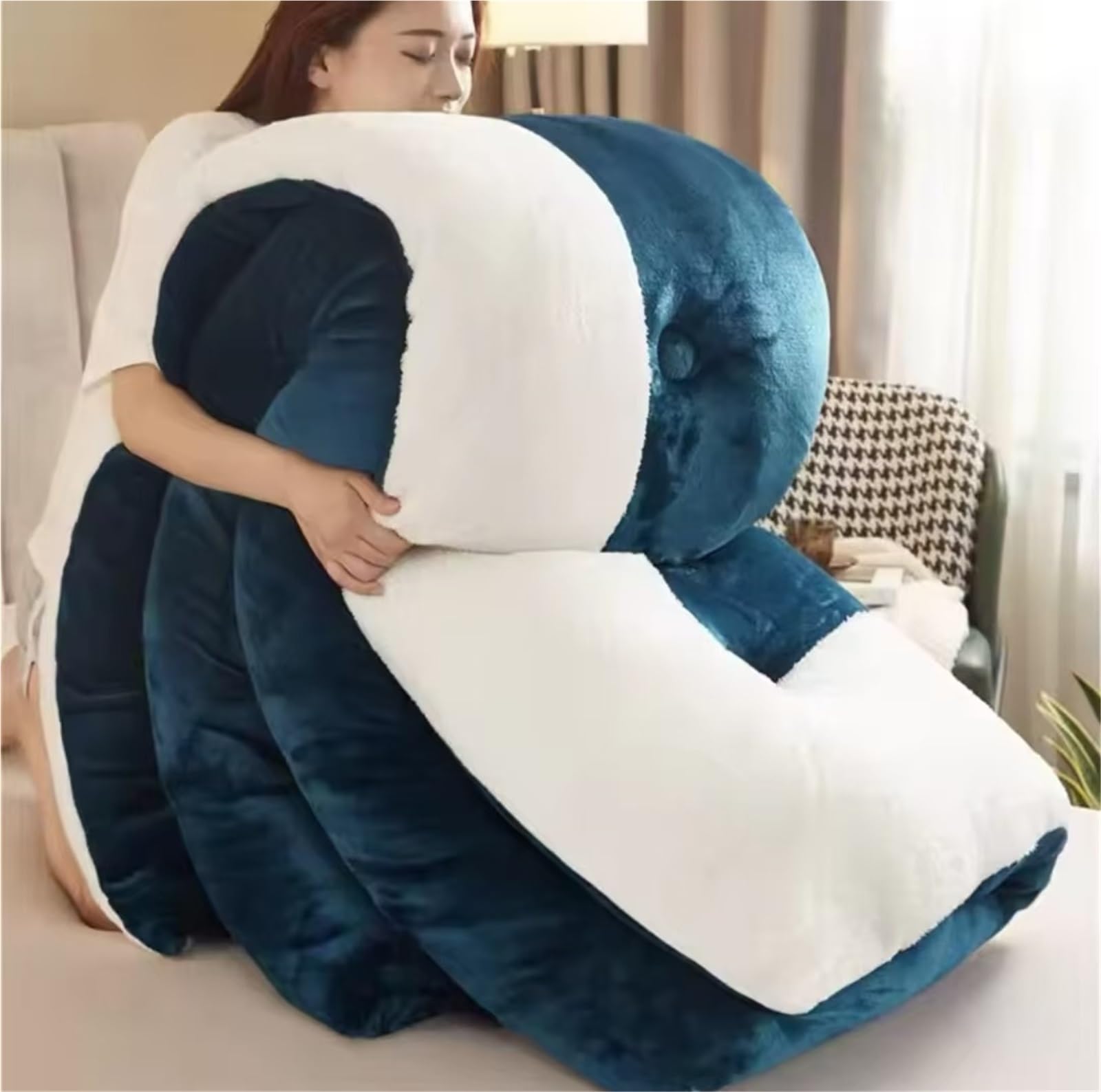 Winter Double-Sided Milk Velvet Warm Quilt Core，Thicken，Soft, Fluffy, Comfortable, Suitable for Cold Weather(Blue,180x220CM(4KG))
