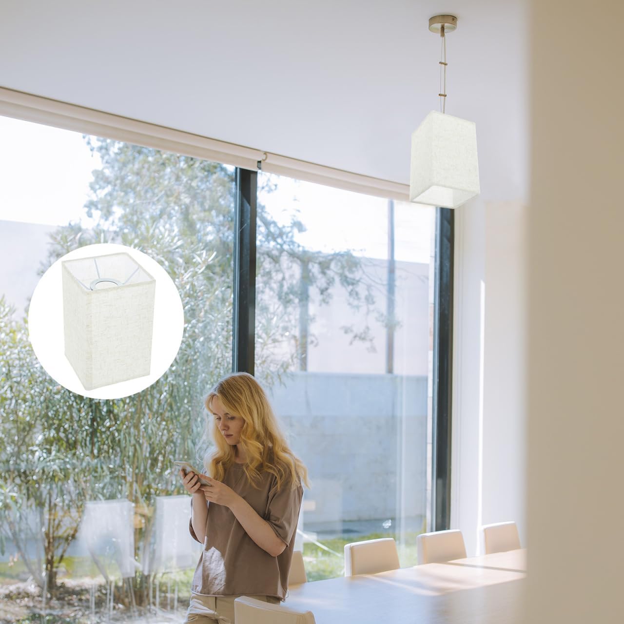 ARTIBETTER Square Linen Lampshade for Table and Floor Lamps Natural Cloth Lamp Cover with Soft Light Diffuser Easy to Install Decorative Lamp Shade for Bedroom and Living Room