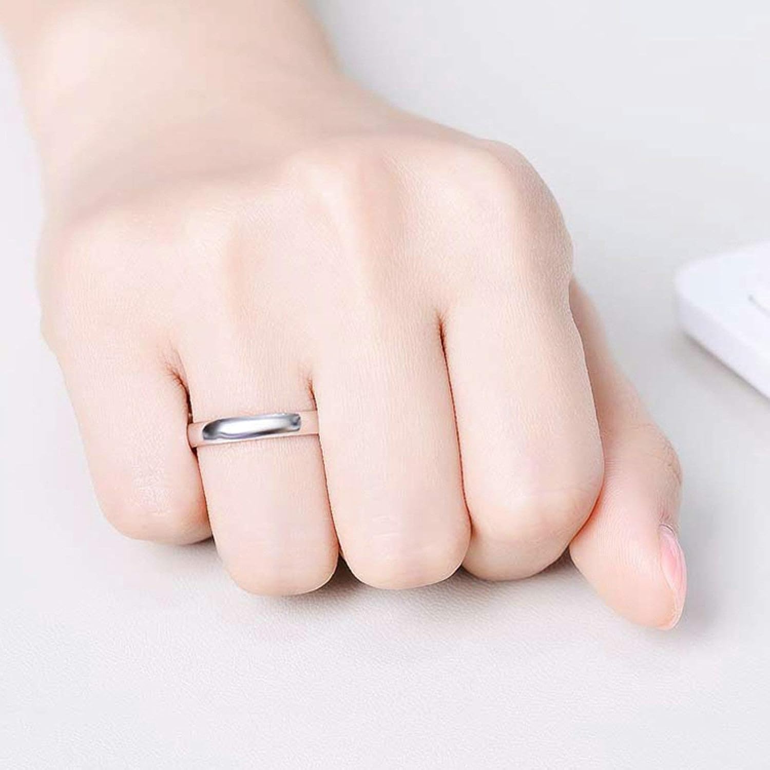 Daesar 18K White Gold Ring Women Rings Promise, Wedding Bands for Women High Polished Simple Design White Gold Rings Band